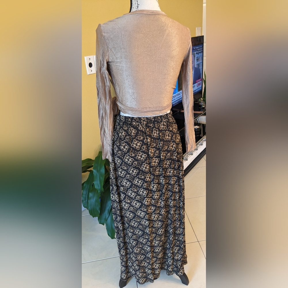 VINTAGE 90's Y2K Sunflower Floral Print Maxi Skirt Size Small - Picture 2 of 5